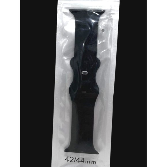 Silicone Black Sports Watch Band For Apple Watch Size 42mm-44mm - Picture 1 of 2